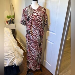 Vintage Joseph Ribkoff 2 Piece Maxi Dress Set Size 16 Zebra Print